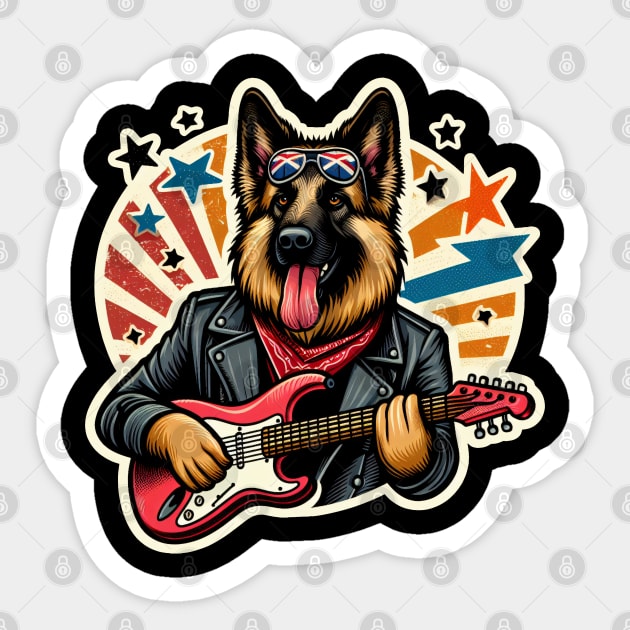 German Shepherd Rockstar Sticker by k9-tee